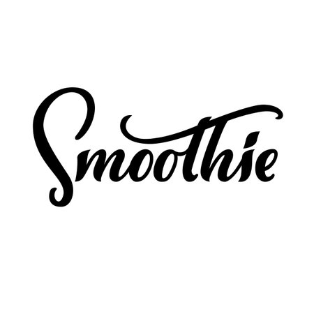 Handwriting Vector Calligraphic Letter. smoothie. Name of a drink made from berries, fruits or vegetables in a blender. Hand drawn typography letter design template. isolated vector.のイラスト素材