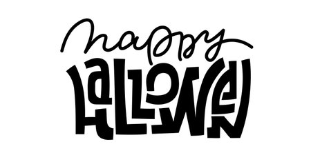 Vector Halloween Hand Drawn Text. Template design for poster, greeting card, party invitation. Isolated on white background.のイラスト素材