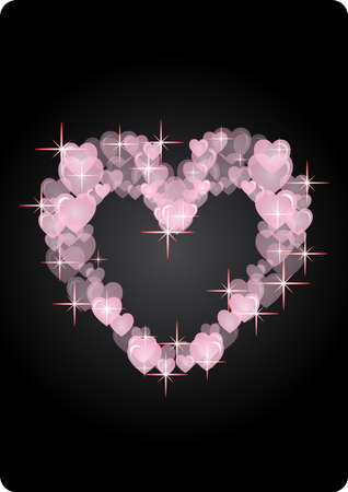 sophisticated hearts in black backgroundのイラスト素材