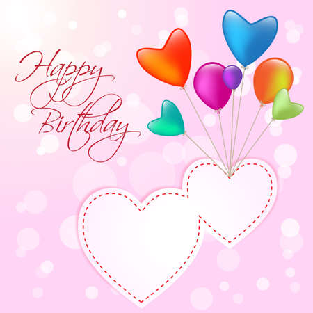 Happy Birthday 2 hearts balloonのイラスト素材