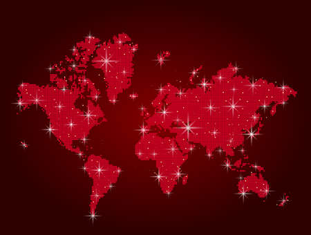 red world map in pointsのイラスト素材