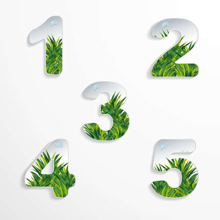 1 2 3 4 5 numbers with grass effect のイラスト素材