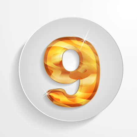 light circle icon wood number 9のイラスト素材