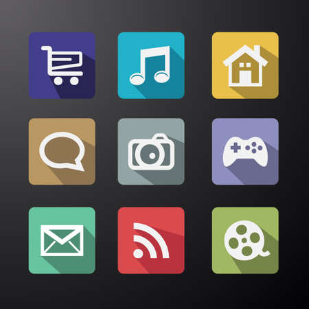 Vector  Web Icons Set in Flat Design with Long Shadows のイラスト素材