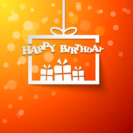 paper gift box with Happy Birthday messageのイラスト素材