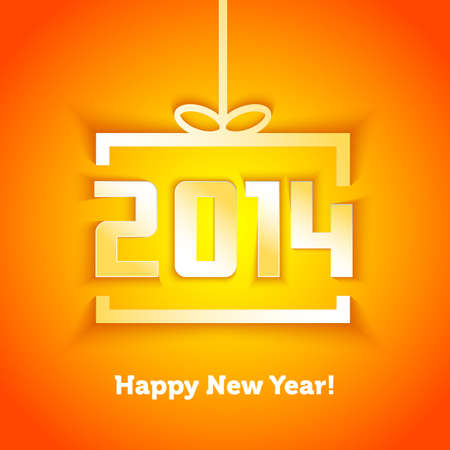 year 2014 gift box shape with shadow effectのイラスト素材