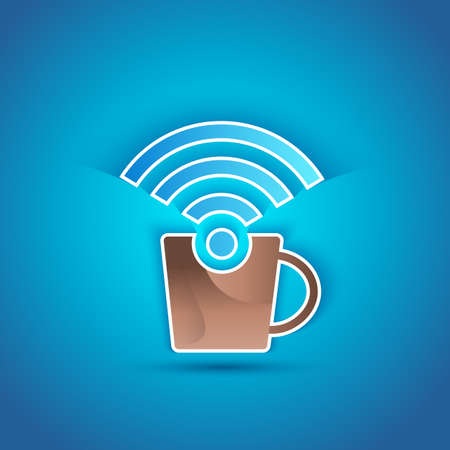 3d icon paper Internet Cafe with shadow effect on blue backgroundのイラスト素材