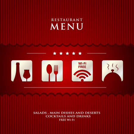 vector paper Restaurant Menu design  on red background coverのイラスト素材