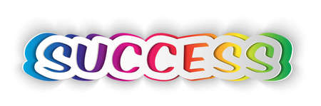 word SUCCESS cut from paper with shadow isolated on white