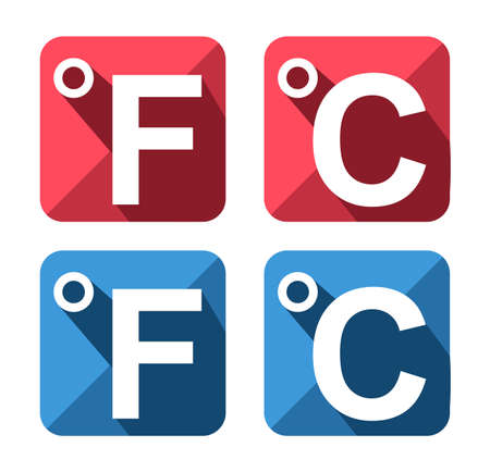 Celsius and Fahrenheit symbol icon setのイラスト素材