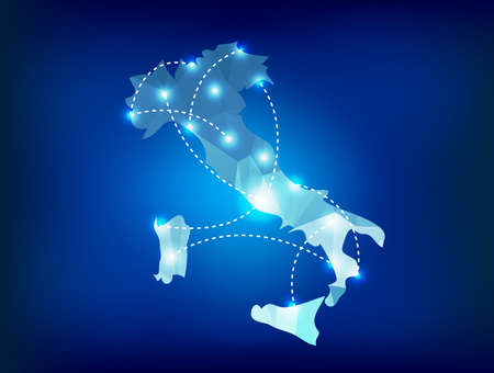 Italy country map polygonal with spot lights placesのイラスト素材