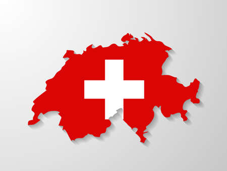 Switzerland flag map with shadow effectのイラスト素材