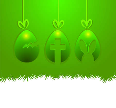 Easter eggs hanging with copy spaceのイラスト素材