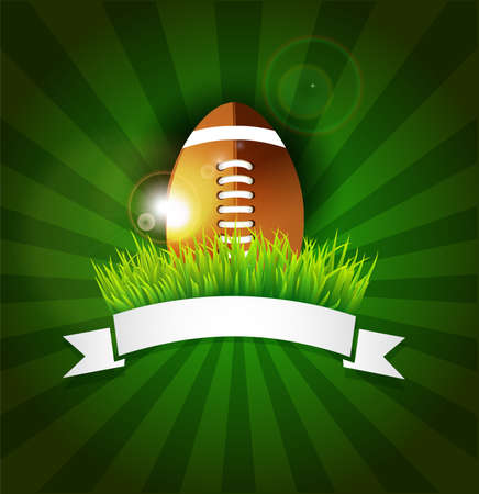 Rugby,football American  ball in grass with bannerのイラスト素材