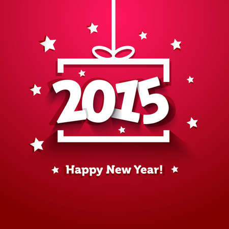 white paper gift box 2015 new year greeting cardのイラスト素材