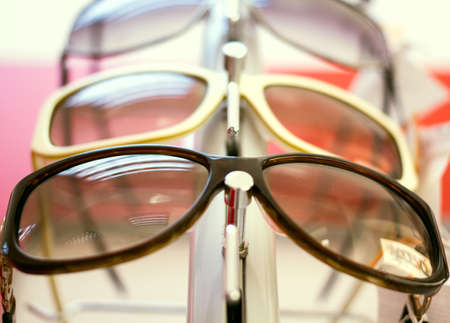 Sunglasses close up shades and sunglasses in optician s shopの写真素材