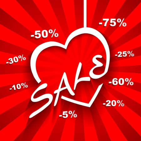 Creative Love  Sale poster with discount sale percent on red backgroundのイラスト素材