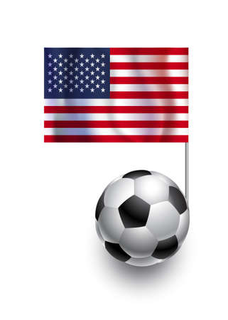 Illustration of Soccer Balls or Footballs with  pennant flag of USA country teamのイラスト素材