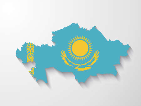 Kazakhstan country map with shadow effect presentationのイラスト素材