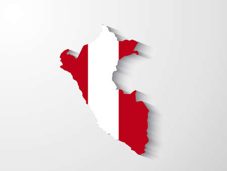 Peru map with shadow effect presentationのイラスト素材