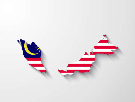 Malaysia map with shadow effectのイラスト素材