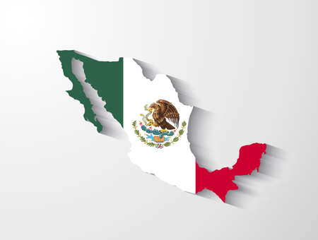 Mexico map with shadow effectのイラスト素材