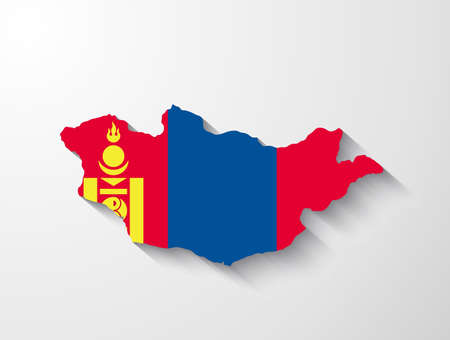 Mongolia map with shadow effectのイラスト素材