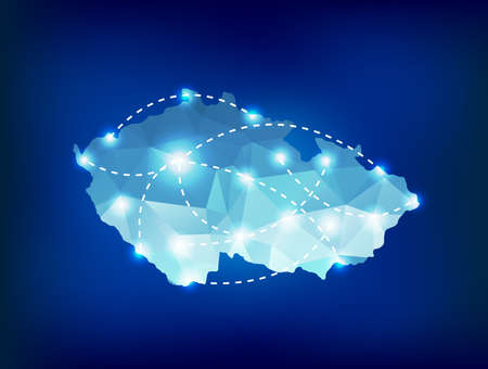Czech Republic country map polygonal with spot lights placesのイラスト素材