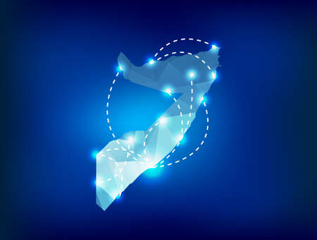 Somalia country map polygonal with spot lights placesのイラスト素材