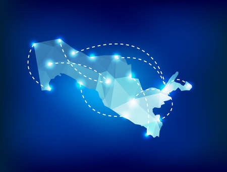 Uzbekistan country map polygonal with spot lights placesのイラスト素材