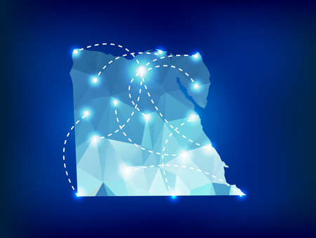 Egypt country map polygonal with spot lights placesのイラスト素材