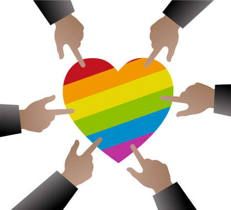 Hands people used to point the gay flag on heart shapeのイラスト素材