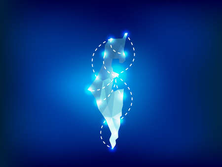 Israel country map polygonal with spot lights placesのイラスト素材