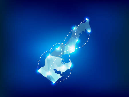 Monaco country map polygonal with spot lights placesのイラスト素材