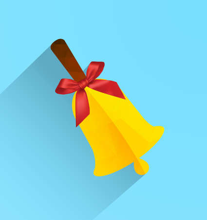 Polygonal bell with ribbon bow, modern flat icon with long shadowのイラスト素材