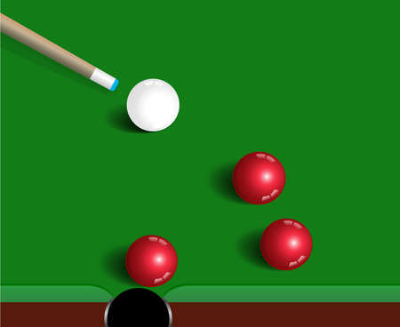Snooker balls on green snooker table, sport game backgroundのイラスト素材