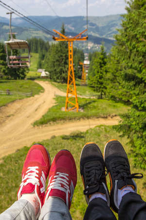 Couple in Chairliftの写真素材