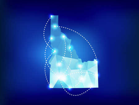 Idaho state map polygonal with spotlights placesのイラスト素材