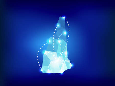 New Hampshire state map polygonal with spot lights placesのイラスト素材