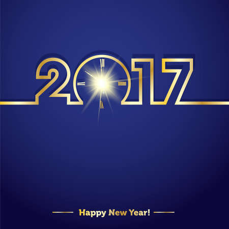 2017 Happy New Year with creative midnight clockのイラスト素材