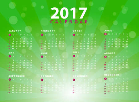 Calendar 2017 design on green backgroundのイラスト素材