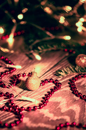 Christmas bauble cu Craciun setup. Christmas background invitation presentationの写真素材