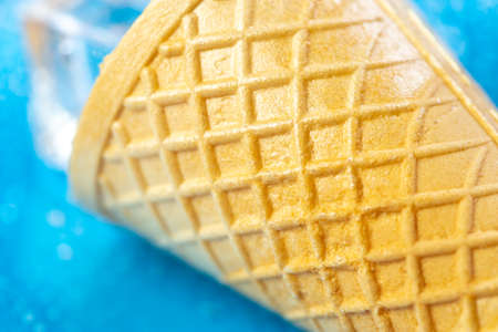 High detailed textures of a ice cone, macro shoot, place for text