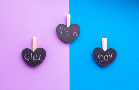 Its a Boy or girl creative concept over blue and pink background