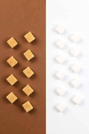Creative Flat layer with sugar cubes of various categories. Useful as food backgroundの写真素材