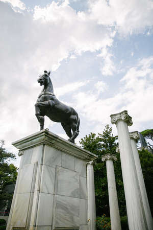 Istanbul / Turkey - 08.31.2019: Horse statue. It is black and majestic.のeditorial素材