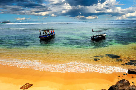 Ship anchored in the bay. Tropical beachの写真素材