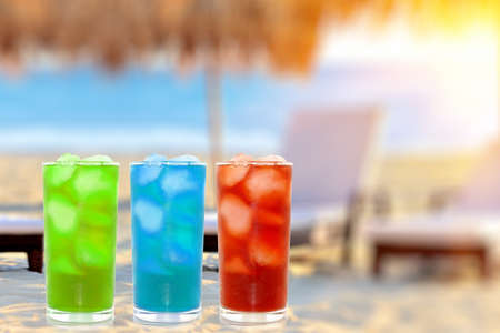 Cocktail on a beach backgroundの写真素材