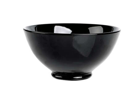 Black bowl isolated on whiteの写真素材