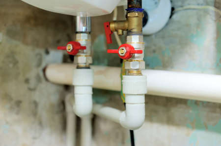 Valves blocking access to water pipesの写真素材